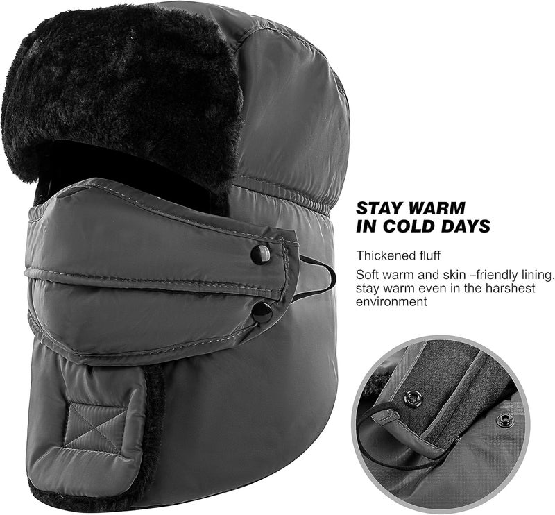 KOOLSOLY Trooper Trapper Hat,Winter Ski Hat with Winter Ear Flap and Ski Windproof Mask - Image 3