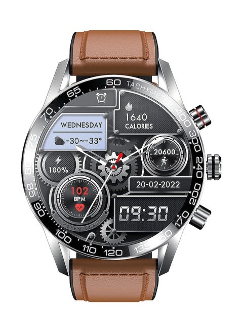 X.cell Smart Watch Elite 1 for Android and iphone,7 days battery life, Fitness Tracker with Heart Rate/Blood Pressure/Oxygen Monitor Brown Leather Strap