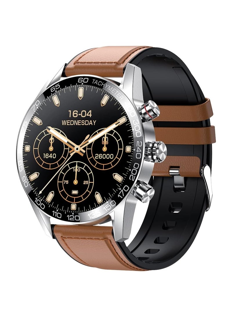 Xcell - X.cell Smart Watch Elite 1 for Android and iphone,7 days battery life, Fitness Tracker with Heart Rate/Blood Pressure/Oxygen Monitor Brown Leather Strap - Image 1