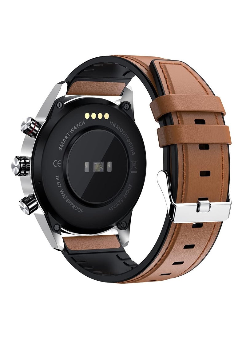 Xcell - X.cell Smart Watch Elite 1 for Android and iphone,7 days battery life, Fitness Tracker with Heart Rate/Blood Pressure/Oxygen Monitor Brown Leather Strap - Image 1