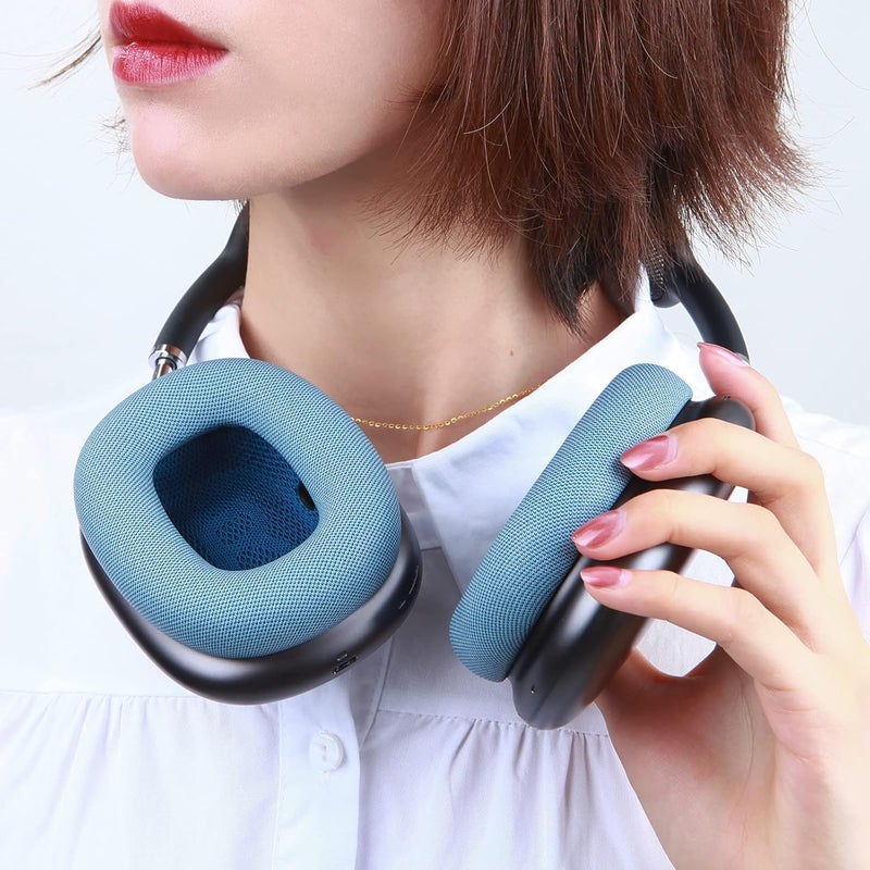 EARROCK Oil resistant Silicone Ear Cup for AirPods Max Leather Ear Cushions Workout Earpads Headphone Accessories Sweat Proof with Noise Isolation Gel, Memory Foam, Protein Leather and Magnet Sky Blue Global simple assemble options - Image 4