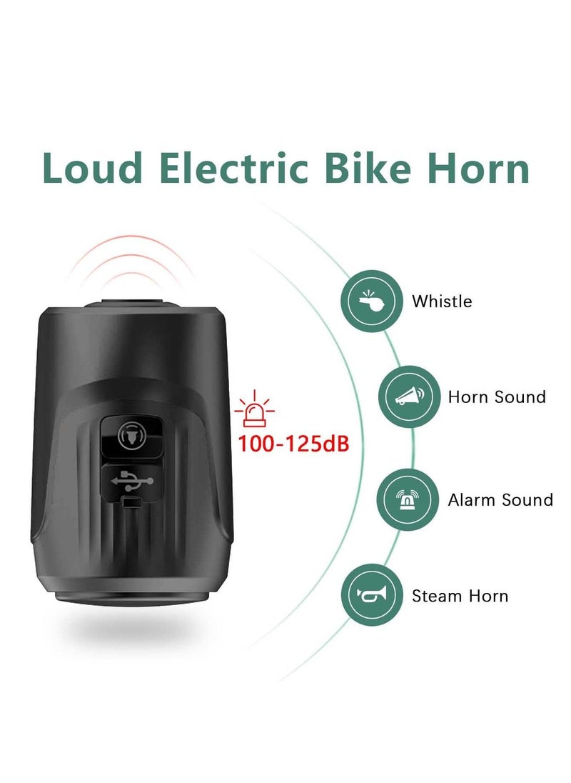 KASTWAVE Electric Loud Bike Bell with Anti Theft Alarm, Bike Horn Electric Loud 125dB with 4 Sound Modes for Adults, Rechargeable Bicycle Bell Waterproof Bicycle Horn for Bike Cycling  Black  - Image 2
