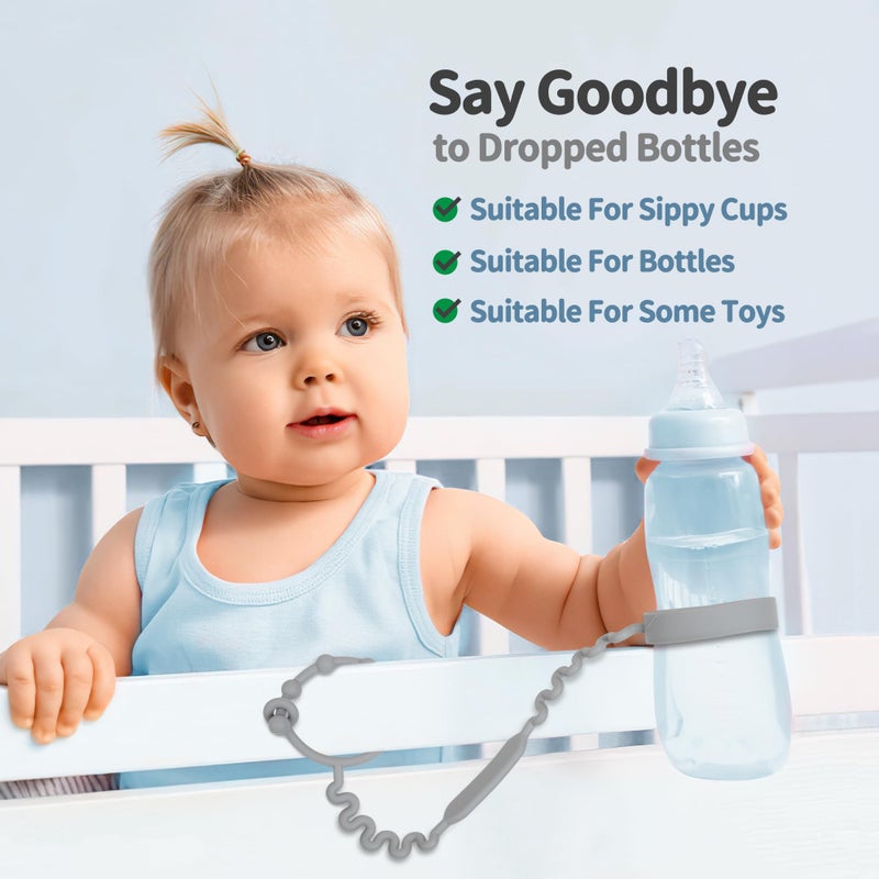 LJOWJVA Toy Straps, Pacifier Holder Clip with Self-Adjusting Bayonet, Pure Silicone Material Without BPA; Can Be Used for Teethers, Feeding Bottles, Toys, Baby Cribs, High Chairs(Blue-3ps) - Image 5