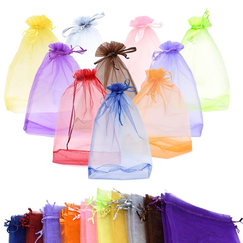 Renashed 50Pcs 8 x 12 Inch Drawstring Organza Gift Bags  Jewelry Party Wedding Favor Festival Candy Bags 50Pcs Mix Color
