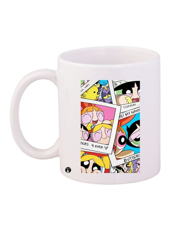 RYN Power Puff Girls Printed Coffee Mug White/Pink/Blue 11ounce