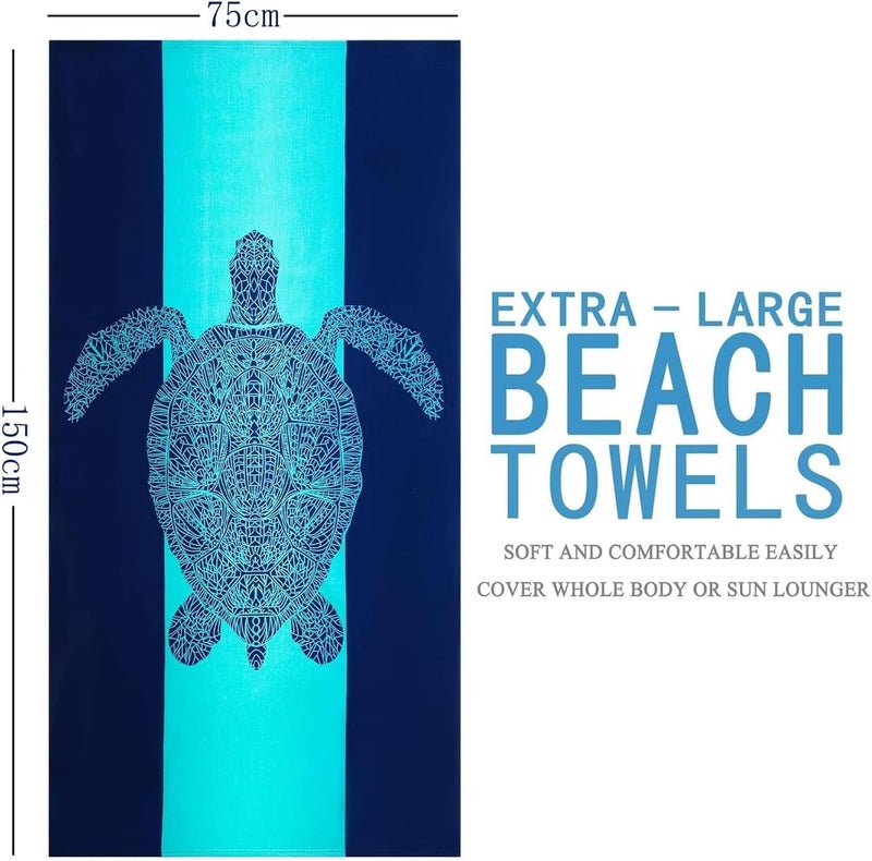 Tropical Turtle Beach Towel - 150x75cm Microfiber Quick Dry Towel - Image 5