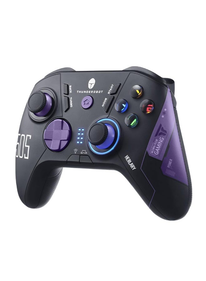 ثوندروبوت وحدة تحكم الألعاب اللاسلكية Thunderobot G50S بتردد 1000 هرتز وزمن استجابة منخفض للغاية، تعمل بتقنية البلوتوث، متوافقة مع أجهزة الكمبيوتر الشخصية/سويتش/أندرويد، مزودة بعصا تحكم وأزرار تحكم تعمل بتقنية تأثير هول، وجيروسكوب، و6 أزرار قابلة للبرمجة [أسود] - Image 1