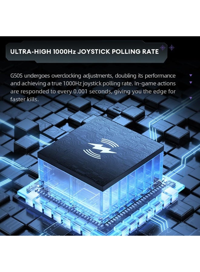 ثوندروبوت وحدة تحكم الألعاب اللاسلكية Thunderobot G50S بتردد 1000 هرتز وزمن استجابة منخفض للغاية، تعمل بتقنية البلوتوث، متوافقة مع أجهزة الكمبيوتر الشخصية/سويتش/أندرويد، مزودة بعصا تحكم وأزرار تحكم تعمل بتقنية تأثير هول، وجيروسكوب، و6 أزرار قابلة للبرمجة [أسود] - Image 5