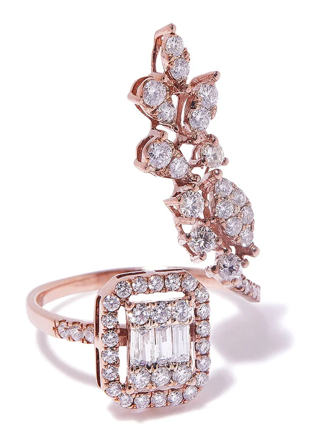 أناكا 18K Gold Elegant Leaf Cut Diamond Ring