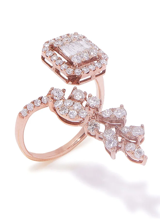 أناكا 18K Gold Elegant Leaf Cut Diamond Ring