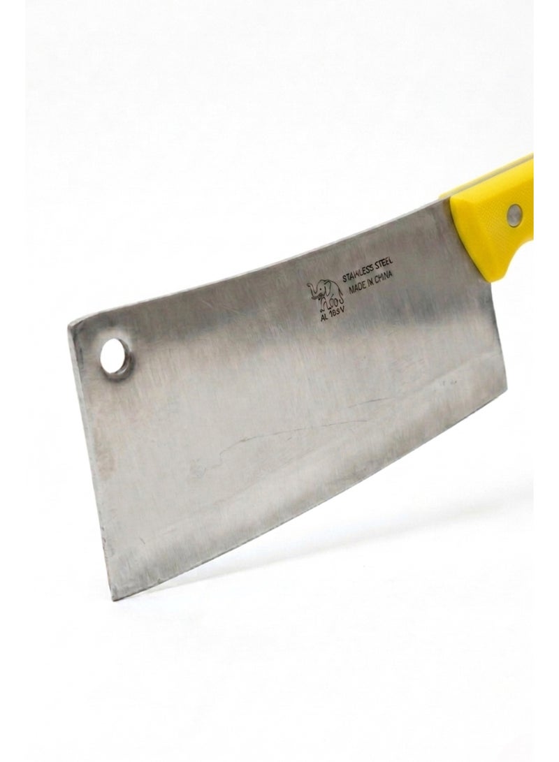 Yellow Stainless Steel Cleaver – 35 cm – Made in China – Heavy-Duty Butcher Knife - Image 2