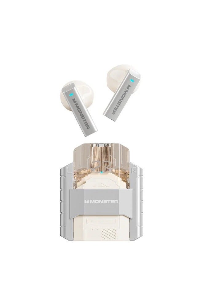 Monster XKT23 wireless bluetooth headphones Mecha style Design Metal Material Gamer Headset Waterproof Noise Reduction With Microphone Silver