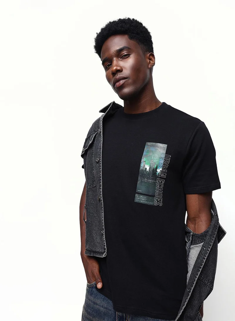 دينيس لينغو تي شيرت رجالي قطن أسود مريح