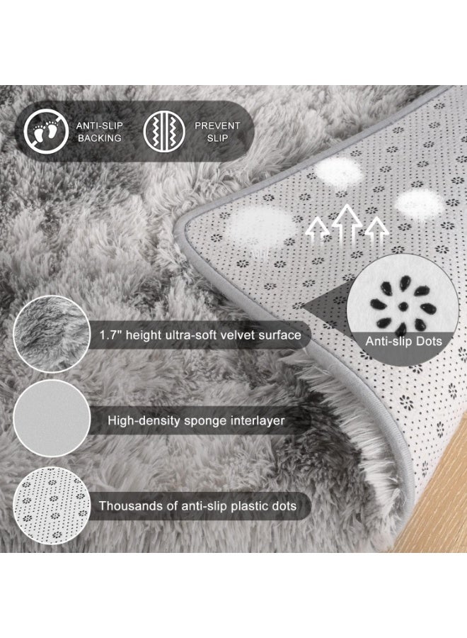 LIODUX Ultra Soft Modern Area Rugs, Indoor Fluffy Living Room Carpets, Non-Slip Bedroom Home Decor Rug, Washable Furry Throw Rugs for Kids Room Decoration (Light Gray, 200x300CM) - Image 3