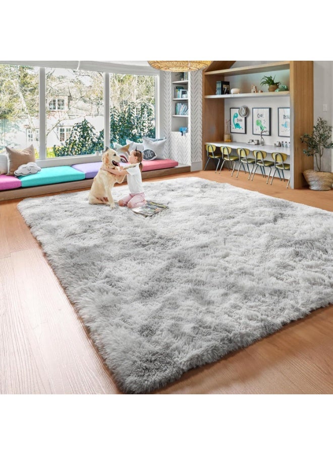 LIODUX Ultra Soft Modern Area Rugs, Indoor Fluffy Living Room Carpets, Non-Slip Bedroom Home Decor Rug, Washable Furry Throw Rugs for Kids Room Decoration (Light Gray, 200x300CM) - Image 1