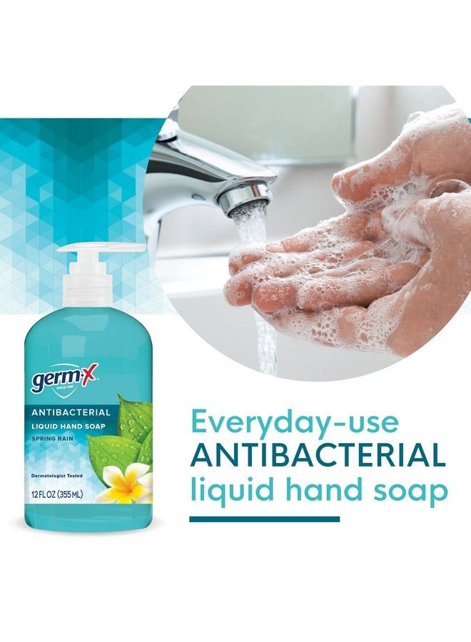 Germ-X Antibacterial Hand Soap Moisturizing Liquid Hand Wash For Kitchen Or Bathroom Ph Balanced & Dermatologist Tested Back To School Supplies Spring Rain 12 Oz Pump Bottle (Pack Of 4) - Image 5