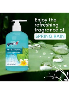 Germ-X Antibacterial Hand Soap Moisturizing Liquid Hand Wash For Kitchen Or Bathroom Ph Balanced & Dermatologist Tested Back To School Supplies Spring Rain 12 Oz Pump Bottle (Pack Of 4)  - Image 4