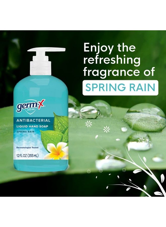 Germ-X Antibacterial Hand Soap Moisturizing Liquid Hand Wash For Kitchen Or Bathroom Ph Balanced & Dermatologist Tested Back To School Supplies Spring Rain 12 Oz Pump Bottle (Pack Of 4) - Image 4