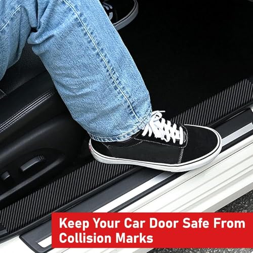 AUTOFRILL Car Door Sill Protector | Carbon Fiber Rubber Scuff Plate Tape | Anti-Scratch, Waterproof & Self-Adhesive | Universal Fit, Easy Installation (Black, 2 Inch X 5 Meter) - Image 5