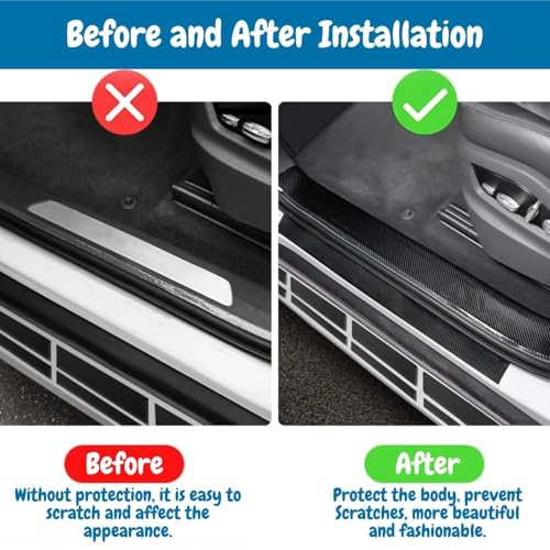 AUTOFRILL Car Door Sill Protector | Carbon Fiber Rubber Scuff Plate Tape | Anti-Scratch, Waterproof & Self-Adhesive | Universal Fit, Easy Installation (Black, 2 Inch X 5 Meter) - Image 4
