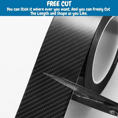 AUTOFRILL Car Door Sill Protector | Carbon Fiber Rubber Scuff Plate Tape | Anti-Scratch, Waterproof & Self-Adhesive | Universal Fit, Easy Installation (Black, 2 Inch X 5 Meter) - Image 3