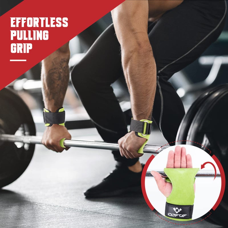 COFOF Weight Lifting Wrist Strap,Double Layer Leather Weightlifting Wrist Strap for Deadlift and Powerlifting, Adjustable Neoprene Padded Gym Workout Lifting Wrist Hooks for Men/Women(Pair) - Image 5