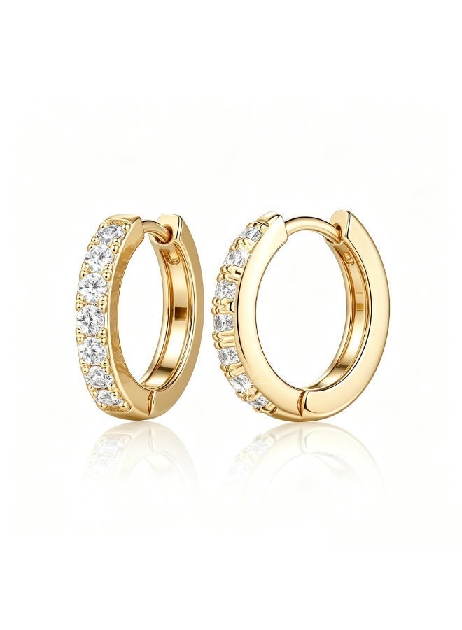 18K Gold Earrings for Women Small 18k Gold Hoop Earrings for Women CZ Huggie Hoop Earrings Hypoallergenic Women's Earrings Trendy Gifts for Women - Image 1