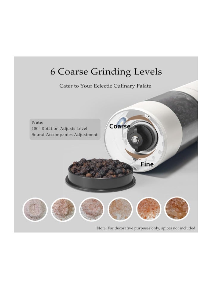 TLYSXPRO Electric Salt and Pepper Grinder Set with USB Rechargeable, Automatic One Hand Operation with Adjustable Coarseness, Pepper Mill Grinder Refillable with LED Light (2 Packs) - Image 5