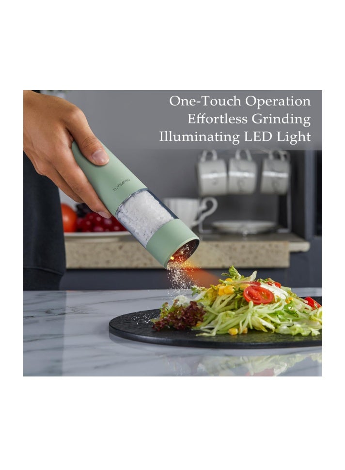 TLYSXPRO Electric Salt and Pepper Grinder Set with USB Rechargeable, Automatic One Hand Operation with Adjustable Coarseness, Pepper Mill Grinder Refillable with LED Light (2 Packs) - Image 2