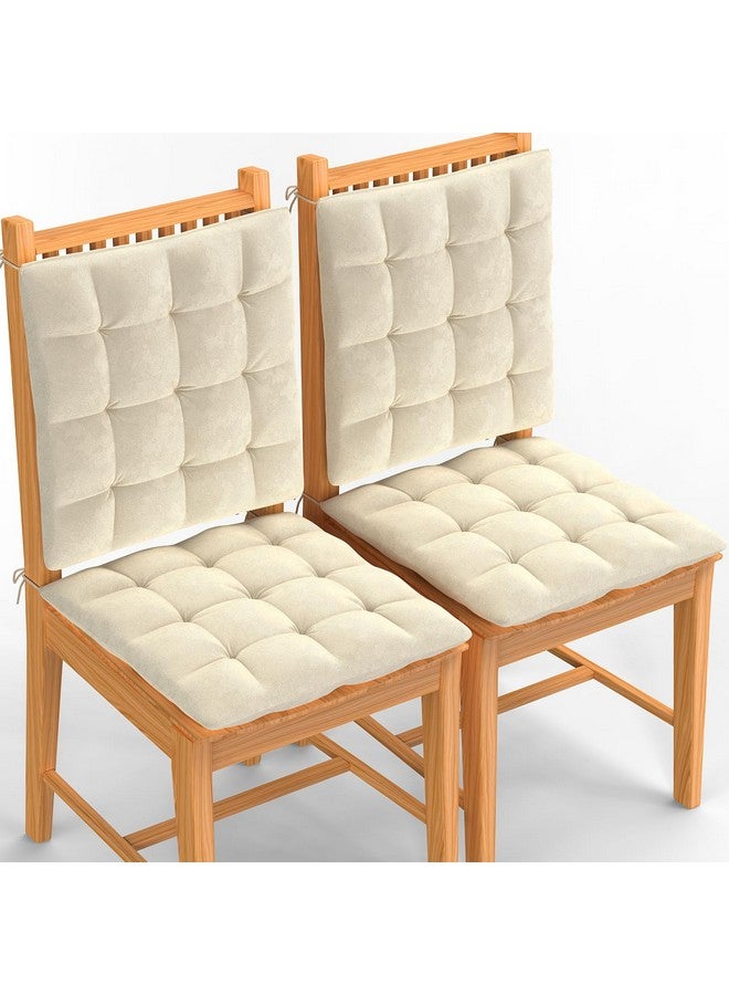 ماي ارمور وسائد كرسي مربعة من ماي أرمور للجلوس المريح - وسائد مقعد مقاس 40×40 سم مع أربطة للجلوس، وطاولات الصلاة، وطاولات الطعام، وطاولات المكتب - كريمي، عبوة من 4 قطع - Image 1