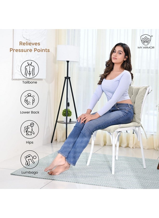 ماي ارمور وسائد كرسي مربعة من ماي أرمور للجلوس المريح - وسائد مقعد مقاس 40×40 سم مع أربطة للجلوس، وطاولات الصلاة، وطاولات الطعام، وطاولات المكتب - كريمي، عبوة من 4 قطع - Image 5