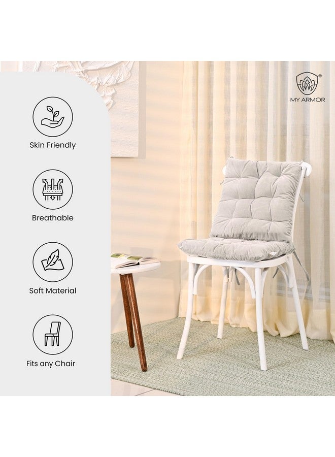 ماي ارمور وسائد كرسي مربعة من ماي أرمور للجلوس المريح - وسائد مقعد مقاس 40×40 سم مع أربطة للجلوس، وطاولات الصلاة، وطاولات الطعام، وطاولات المكتب - كريمي، عبوة من 4 قطع - Image 2