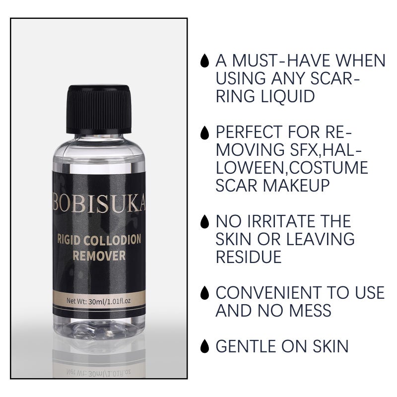 BOBISUKA Rigid Collodion with Brush 15ml for Scar Makeup, Scarring Liquid for Special Effects, Professional Realistic SFX Kit for Halloween Makeup, Cosplay, Costume, Theater, Film & Stage - Image 3