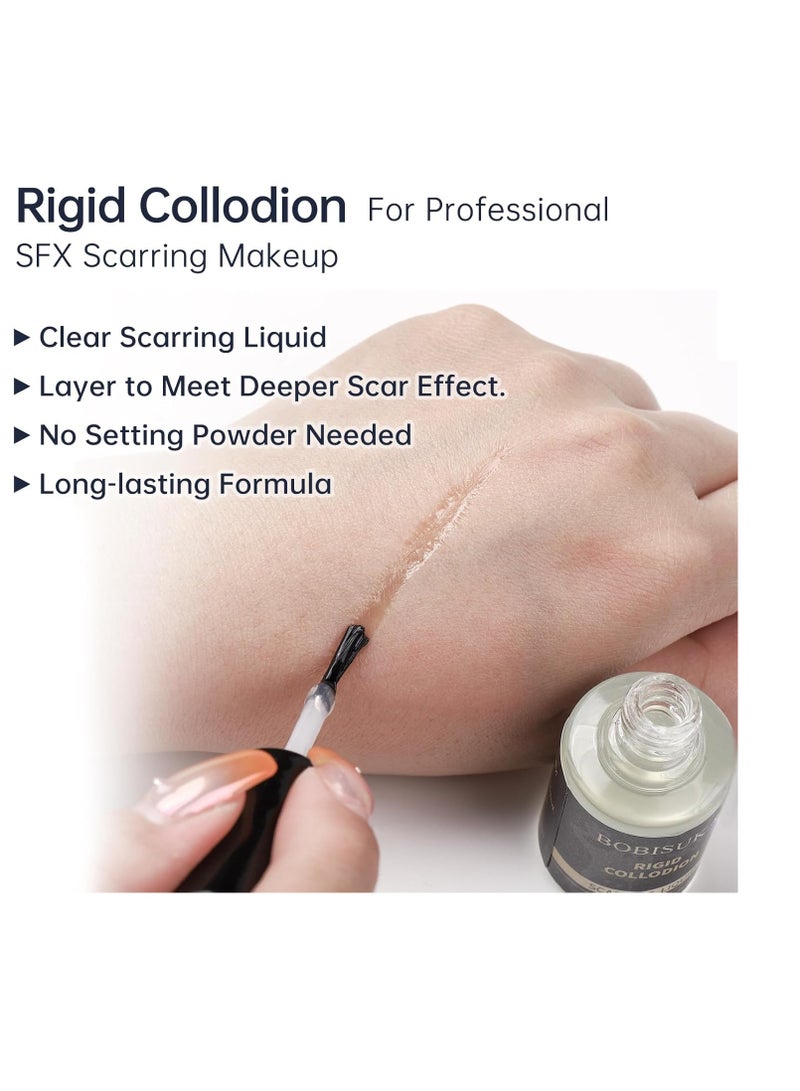 BOBISUKA BOBISUKA Rigid Collodion with Brush 15ml for Scar Makeup, Scarring Liquid for Special Effects, Professional Realistic SFX Kit for Halloween Makeup, Cosplay, Costume, Theater, Film & Stage - Image 2
