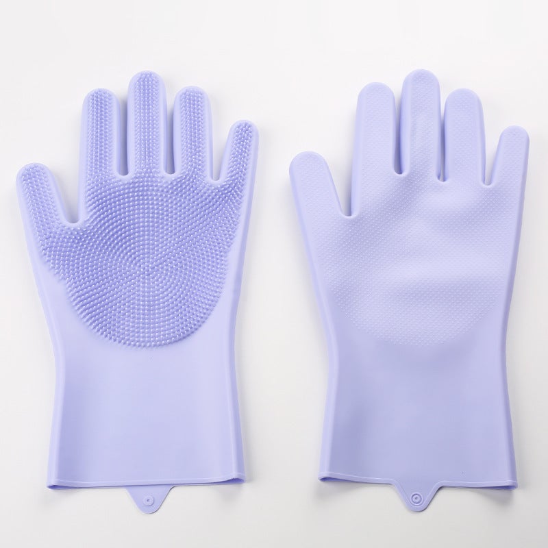 Magic Silicone Dishwashing Gloves Waterproof Green - Image 2