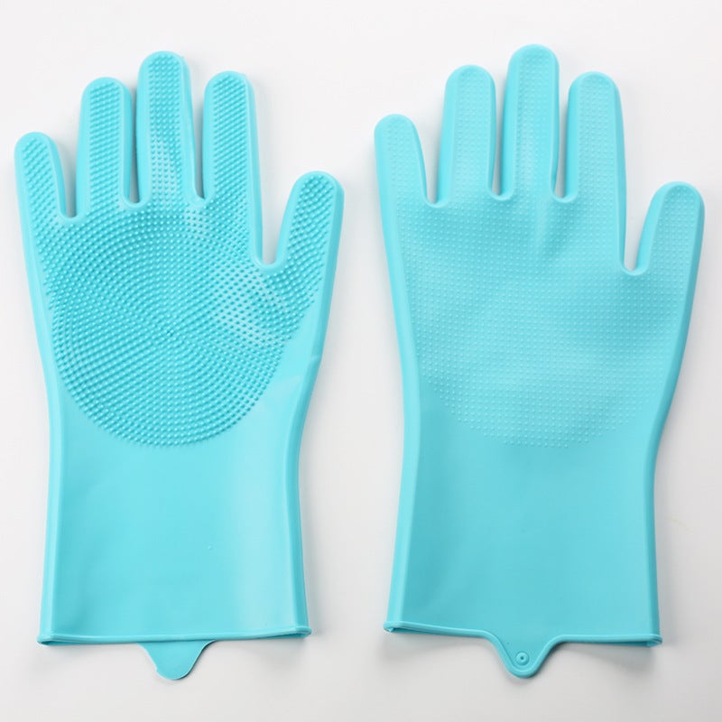 Magic Silicone Dishwashing Gloves Waterproof Green - Image 4