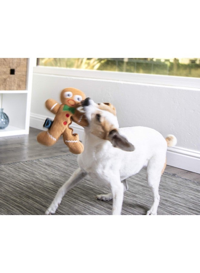 goDog goDog Christmas Gingerbread Man Squeaky Plush Dog Toy, Chew Guard Technology - Brown, Large  - Image 2