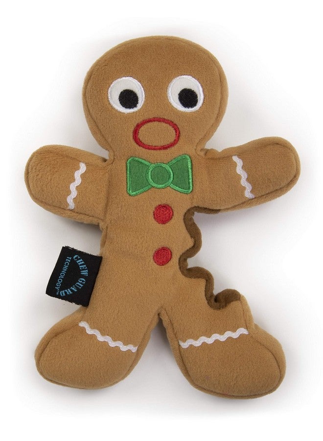 goDog goDog Christmas Gingerbread Man Squeaky Plush Dog Toy, Chew Guard Technology - Brown, Large  - Image 1