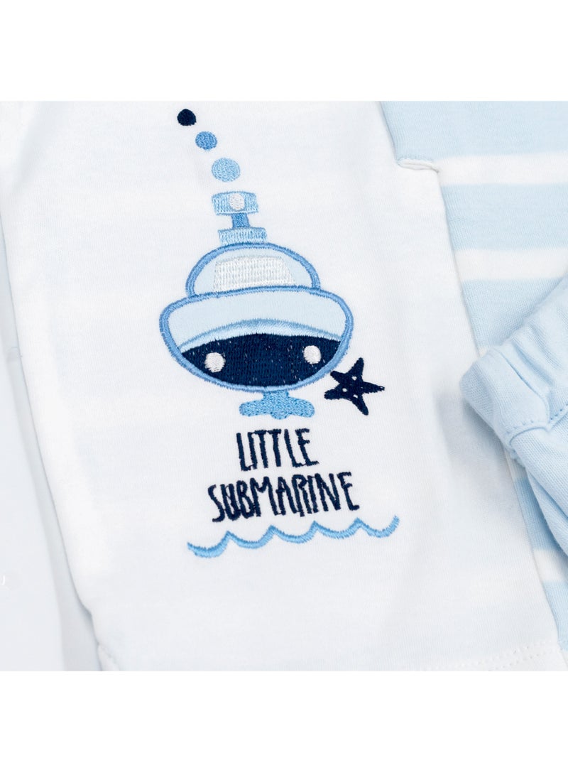 Moon MOON 100% Cotton Polo T-Shirt and Long Pant 18-24M Blue - Little Submarine  - Image 4