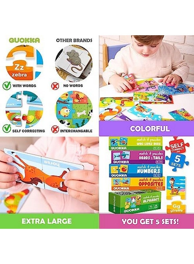 quokka QUOKKA 5X MEGASET Puzzles for Toddlers 3-5 - Matching Games for Kids Ages 2-4 - Numbers Animals Opposites ABC Learning for Toddlers 1-3 Year Old - Educational Toy Activities for Boy and Girl  - Image 2