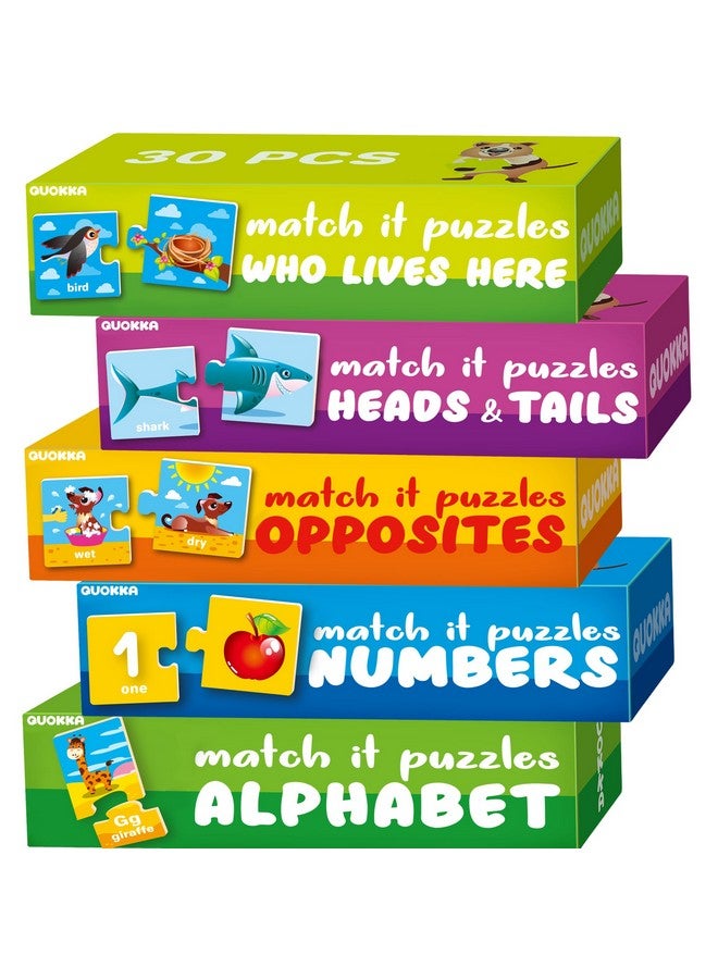 quokka QUOKKA 5X MEGASET Puzzles for Toddlers 3-5 - Matching Games for Kids Ages 2-4 - Numbers Animals Opposites ABC Learning for Toddlers 1-3 Year Old - Educational Toy Activities for Boy and Girl  - Image 1