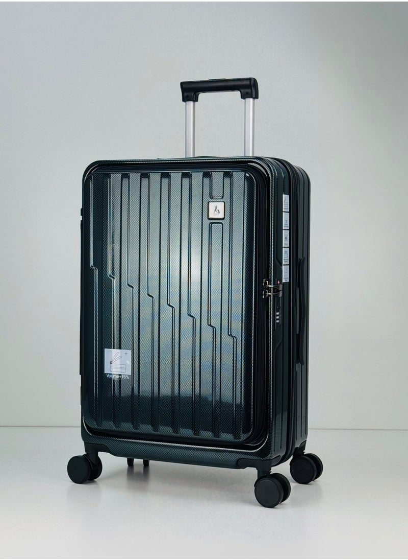 SAW & SEE Premium PC Unbreakable Front opening Hard Shell Luggage Set – 3-Piece Suitcase Set, Lightweight with Expandable upto 25 Percent Extra storage Trolley Bags with 4 double Spinner Wheels, TSA Approved Lock and Durable Travel Suitcases– 12 Kg, 23 Kg, 35 Kg - 20" / 24" / 28" – DARK GREEN  - Image 2