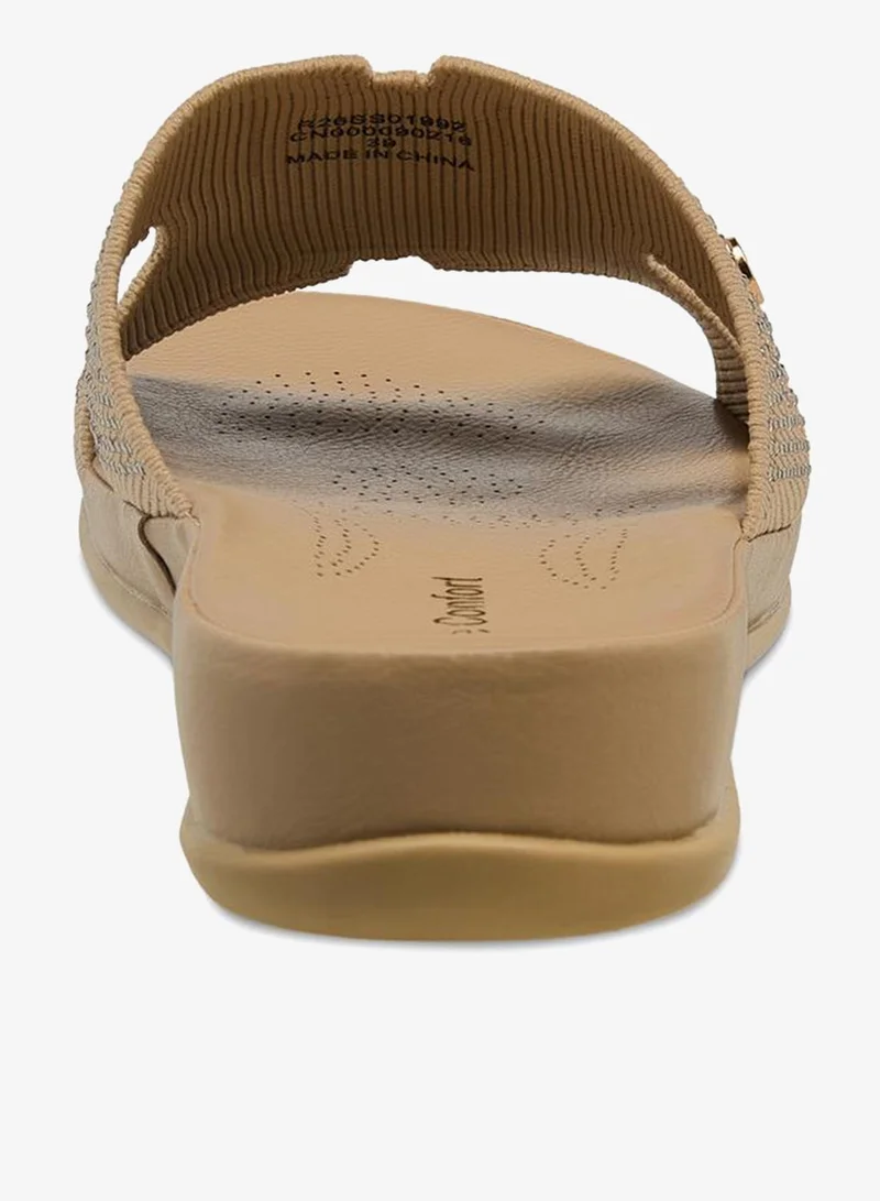 Le Confort BEIGE Women Embellished Slide Sandals Ramadan Collection for Women | Best Price UAE
