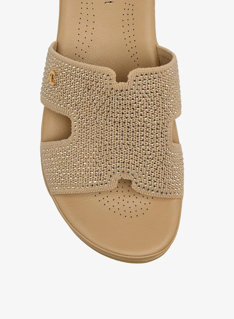 Le Confort BEIGE Women Embellished Slide Sandals Ramadan Collection for Women | Best Price UAE