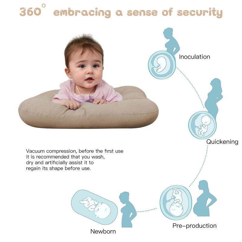 PGONEEE Baby Lounger for Newborn, Bionic Design Baby Lounger, Soft Organic Cotton Breathable Lounger for Infants 0-18 Months (Cream Grey) - Image 5