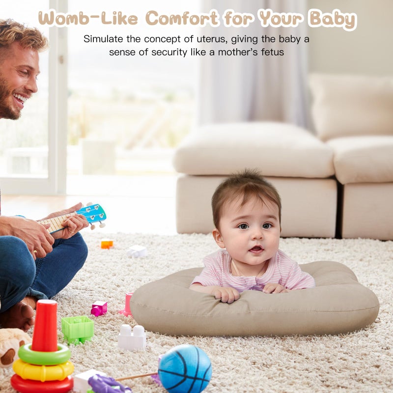 PGONEEE Baby Lounger for Newborn, Bionic Design Baby Lounger, Soft Organic Cotton Breathable Lounger for Infants 0-18 Months (Cream Grey) - Image 3