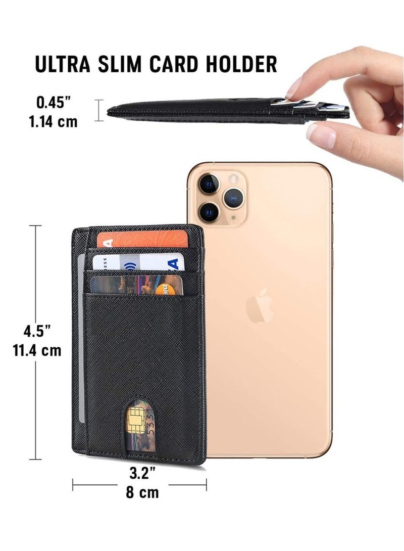 Credit Card Holder with Money Clip Blocking Wallet  Slim Travel Minimalist Mini Bifold for Men - Image 3