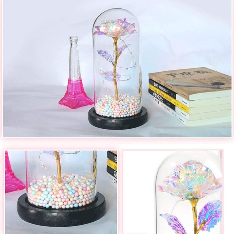 Birud Acrylic Preserved Flowers Rose Gift Thermocol Goli with Greeting Card Artificial Flower Light Up Rose Rose in Glass Dome Personalized Gifts for Mom Sisters Friend Women - Image 3