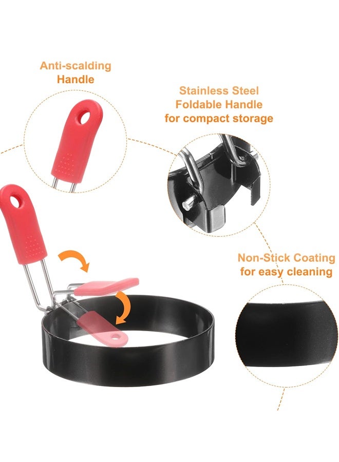 2Pcs 3.5" Egg Rings with Silicone Handle, Round Egg Pancake Molds for Breakfast Sandwiches - Image 3