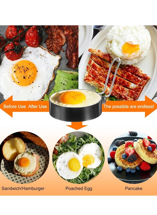 2Pcs 3.5" Egg Rings with Silicone Handle, Round Egg Pancake Molds for Breakfast Sandwiches - Image 5